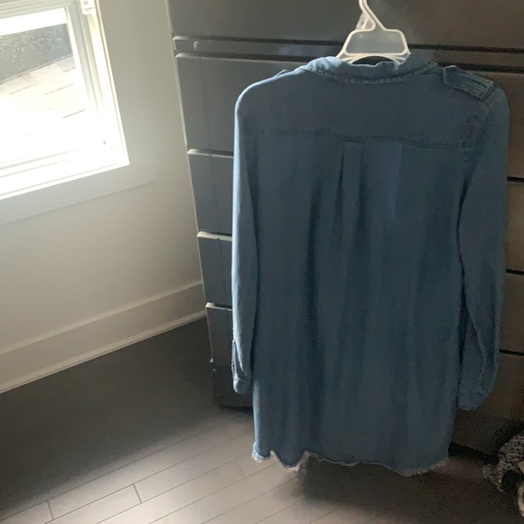 Chambray denim shirt dress button down - Picture 2 of 3